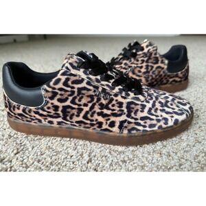 NEW DKNY Leopard Print Sneakers rubber Sole Low Top‎ velvet Shoes size 7.5